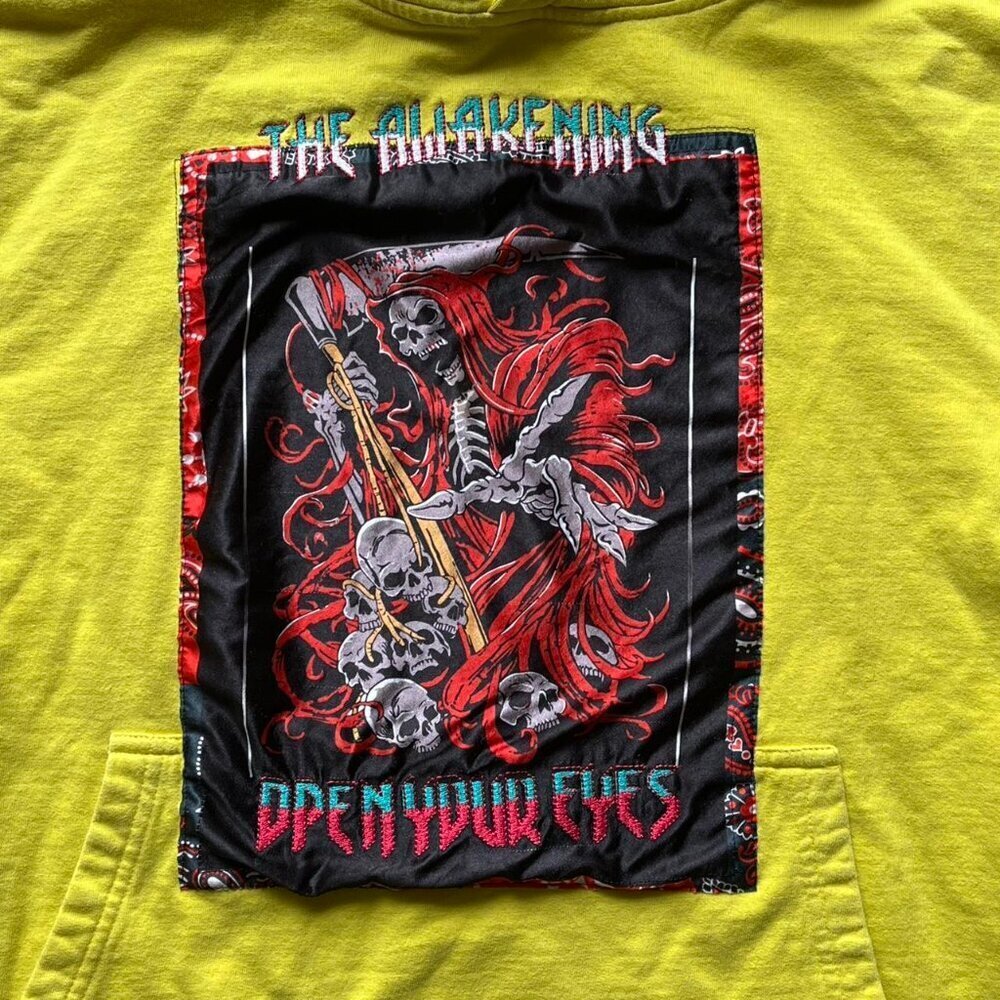 Industrial Indigo Yellow The Awakening Hoodie Mens XL Streetwear Goth Skater - Picture 2 of 7
